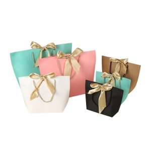 Clothing Gift Shopping Jewellery Paper Bag With Ribbon Handle