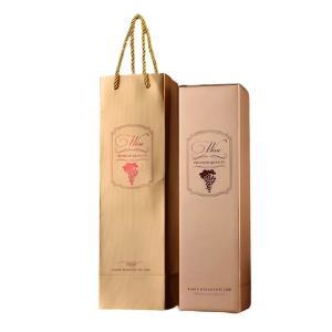 Single Wine Bottle Gift Shopping Kraft Paper Bag Recyclable Champagne Paper Bag With Handle Durable